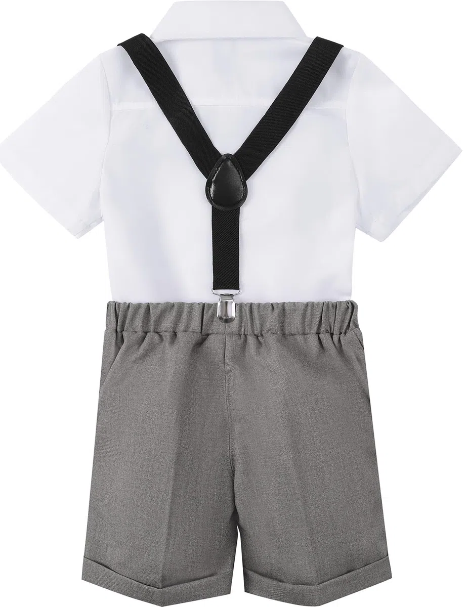 mintgreen Bébé Garçons Costume, Enfants Mariage Tuxedo Bow Cravate Suspensions Manches Courtes Ensemble de Tenue, 1-4 ans