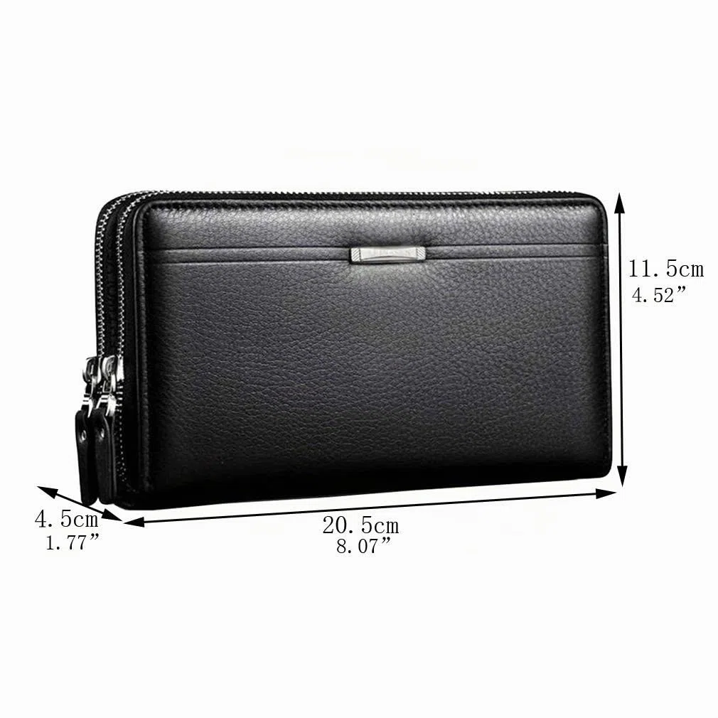 Vintage Cuir Sac à Main Portefeuille D'embrayage Pour Hommes Phone Titulaire Sac De Poignet Wristlet Poche à Monnaie Business Noir