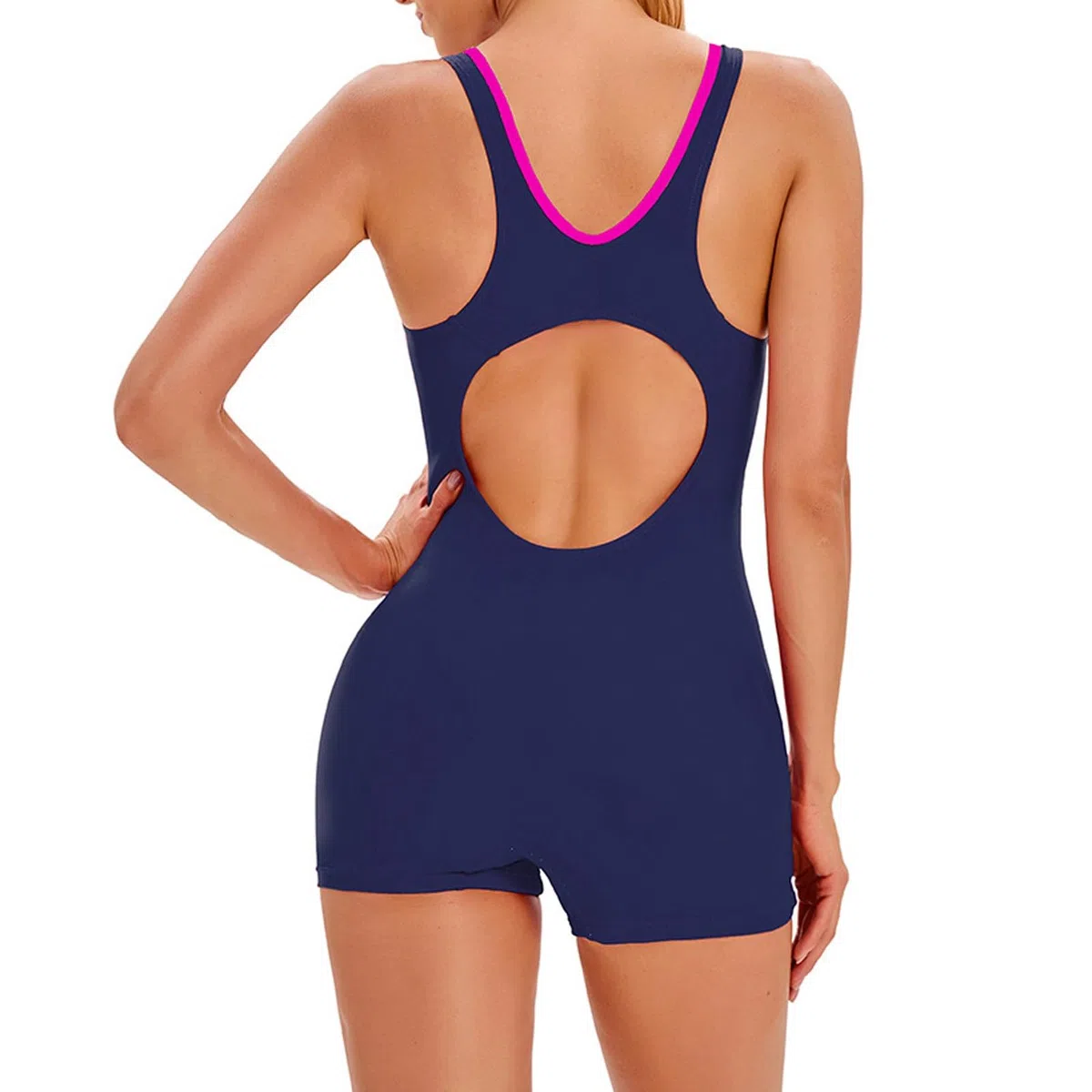 Maillot De Bain Femme 1 Pieces Couleur Vive Patchwork avec Coussinets De Soutien-Gorge Amincissante Shorty Maillot De Bain Femme Ronde Amincissant Ventre Plat Sport pour Femme