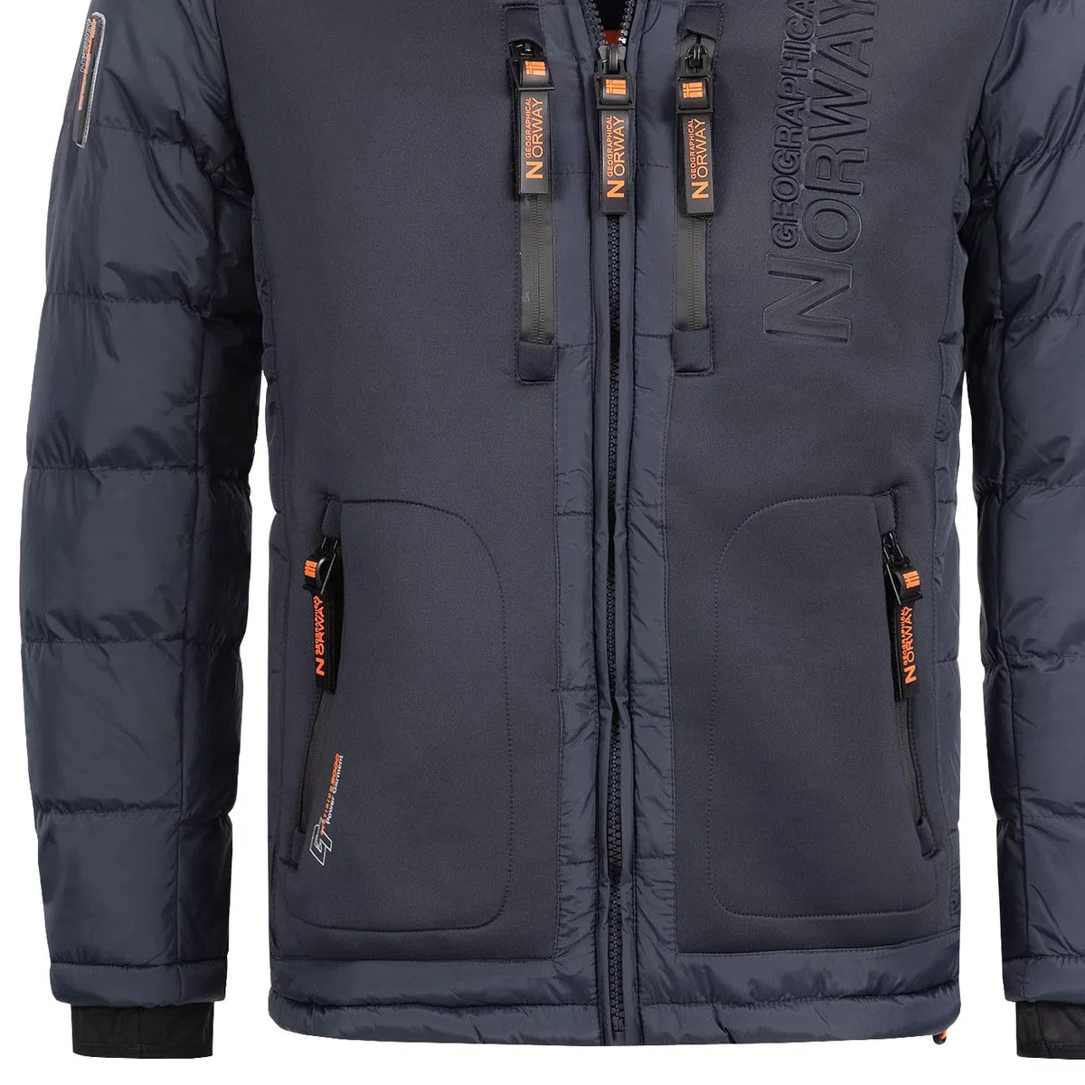 Geographical Norway Hommes Veste Matelassée Veste d'hiver à Capuche – Doublé Chaud Anorak - Extérieur Ski Snowboard Veste A Capuche pour l'hiver/Automne dans Bundle avec UD Bonnet