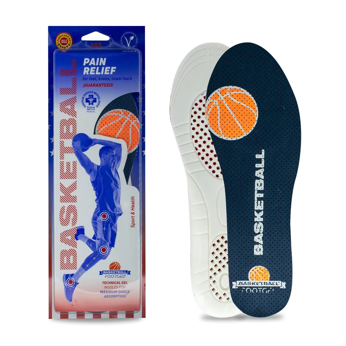 Semelle Basket Homme/Femme | Semelles Gel Sport Respirantes et Confortables | Stabilisent, Aident à Prévenir les Blessures et les Douleurs aux Pieds, Genoux et Lombaires | Tailles 43-47