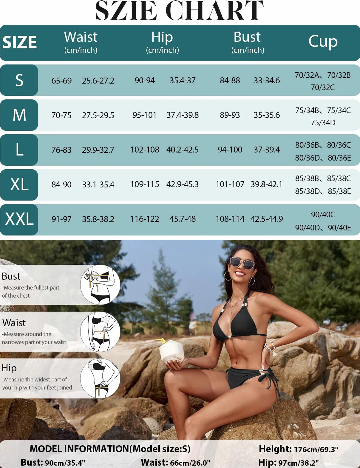 CMTOP Maillot de Bain Femme 2 Pieces Halter Triangle Bikini Bretelles Réglables Taille Haute Maillot de Bain à Cordon Sexy Maillots Deux Pièces de Plage Elégant Ensemble de Bikini