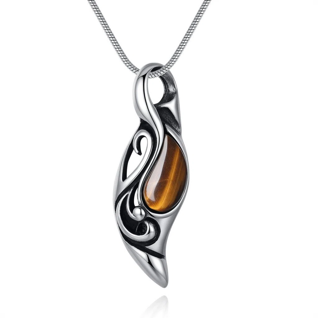 COAI Collier Homme Acier Inoxydable, Collier Œil de Tigre Homme