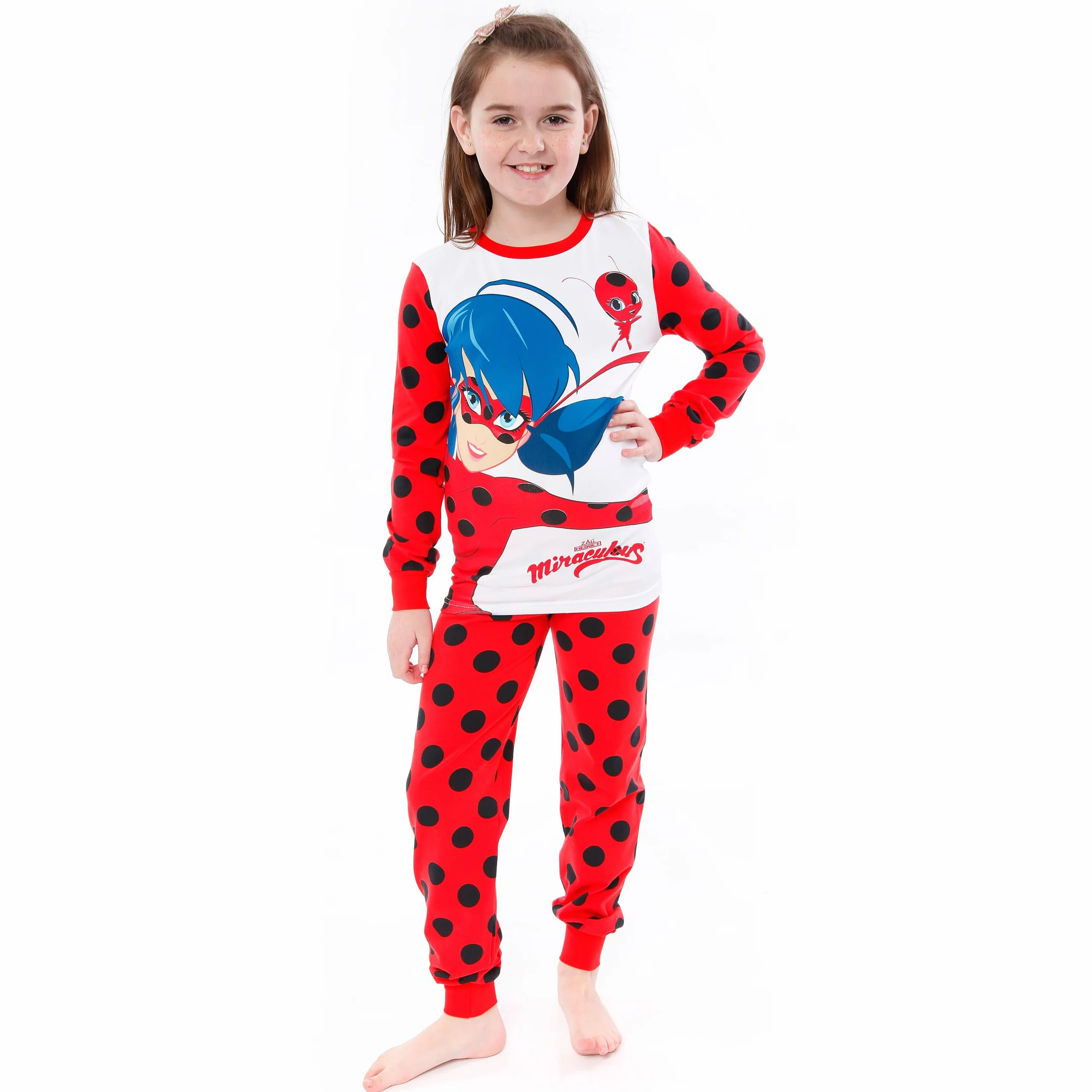 Pyjamas miraculeux | Pyjamas Fille Coccinelle | Ensembles de Nuit ajustés pour Enfants