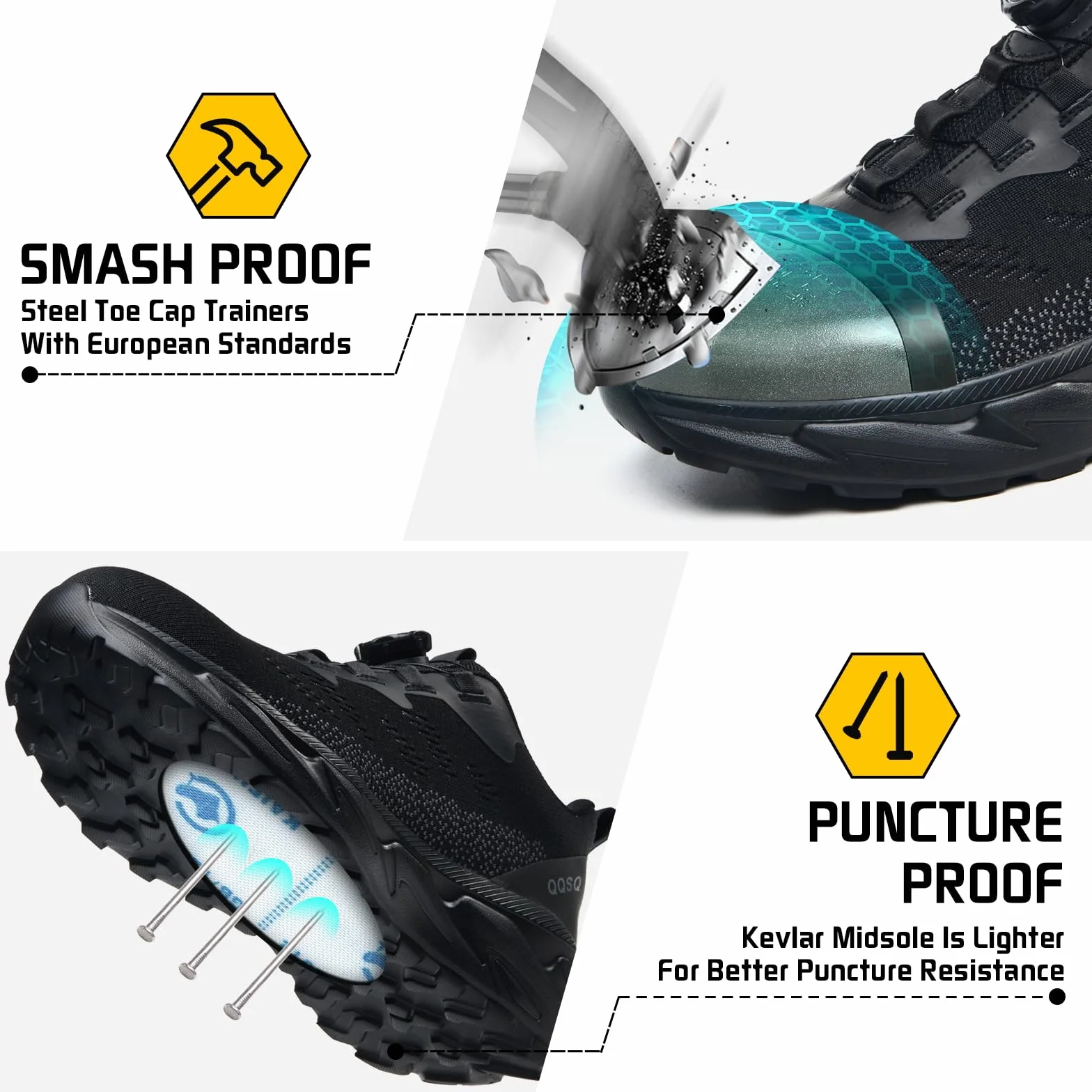 Chaussures de SéCurité Hommes Légère Chaussures de Travail Femme Respirantes Basket Securite Embout en Acier Antidérapante Confortable Chaussures de Sécurité