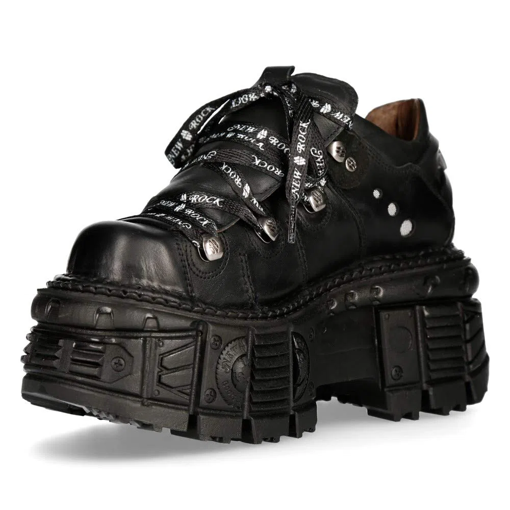 Chaussures en cuir militaire unisexe New Rock Original Plateforme M.TANK120NSHLACE-S1 - - EU
