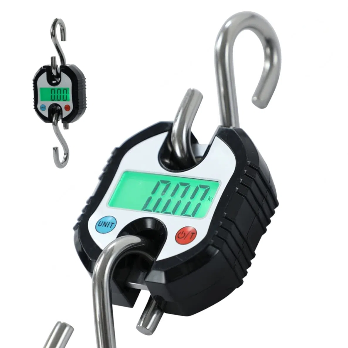 TOYPWAY Échelle de Grue Numérique, Capacité de Chargement de 150kg, échelle de Pêche à Bagages Suspendue à Boucle LCD électronique à Double Précision, Balance de Poids Robuste avec Fonction de Tare