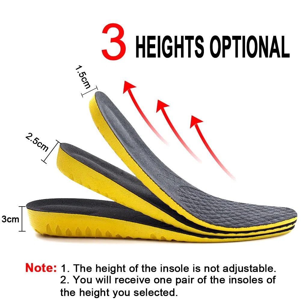 Ailaka Hauteur Augmentation Semelles élastiques absorbant les chocs pour chaussures de sport, semelle grandissante de rechange alvéolaires souples respirantes pour hommes femmes