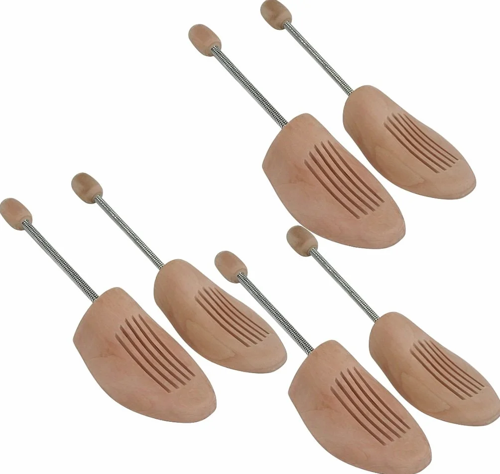 DELFA Embauchoirs Tendeur de Chaussures avec Ressort Spirale - Femme Et Homme - Bois de naturel - Contenu 3 paires