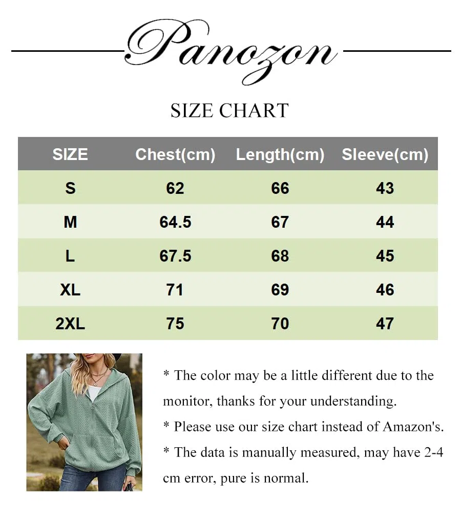 PANOZON Femme Sweat À Capuche Fermeture Éclair Hooded Cardigan Cordon Sweat-Shirt Loisir Ample Outerwear avec Poches
