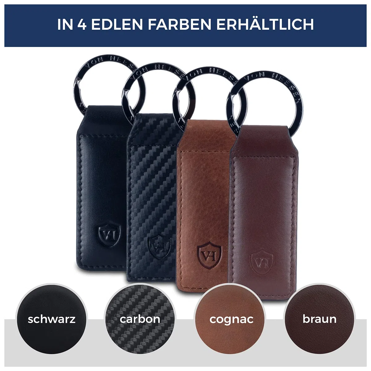 VON HEESEN® Porte-clés en cuir. - Marron - Taille Unique