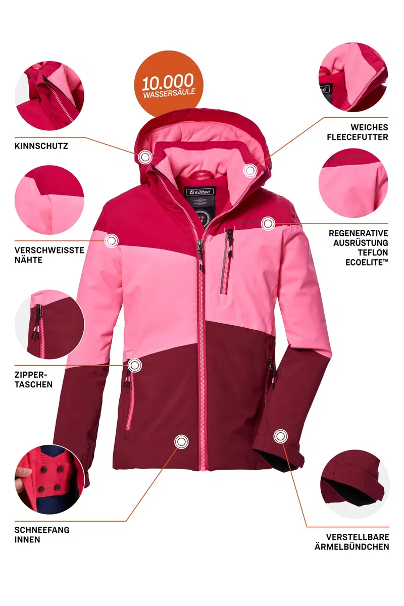 Killtec Kow 170 Grls Jckt Veste fonctionnelle avec capuche et pare-neige/veste d'extérieur imperméable Girl´s