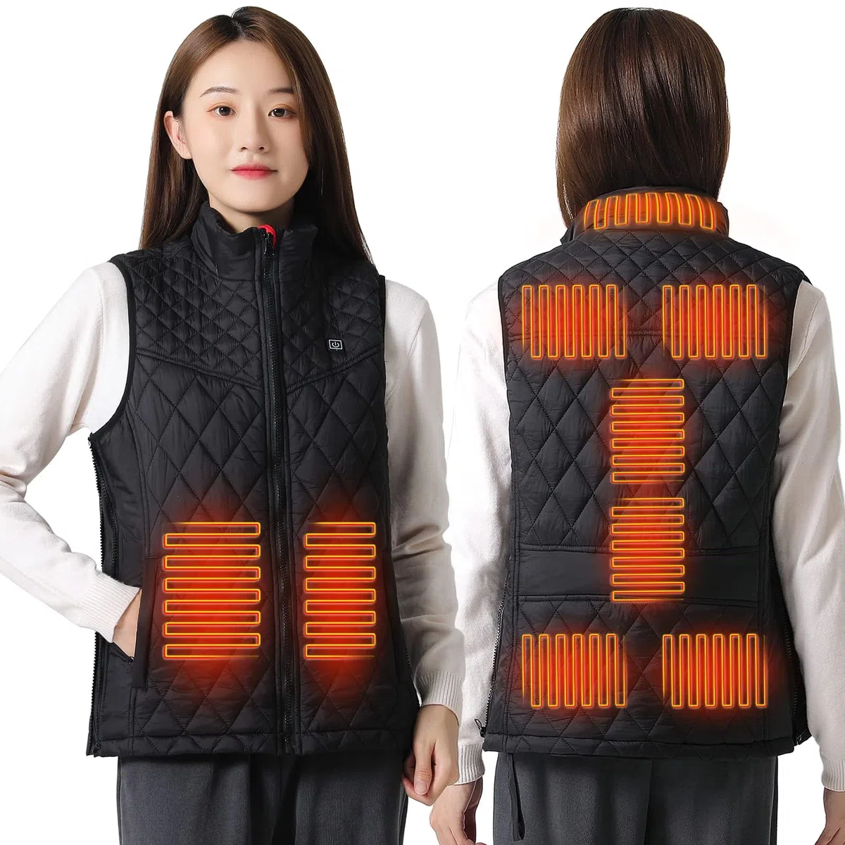 Oneshlee Gilet Chauffant Femme Usb, Gilet Sans Manche Femme Chauffant, Veste Chauffante Chasse, Vêtements Chauffé Électrique Température Réglable Imperméable En Extérieur Moto Randonnée Pêche
