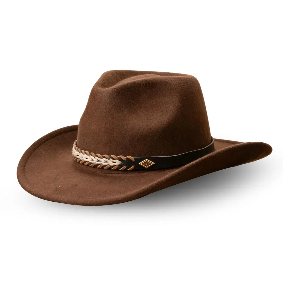 MYKAGS Chapeau de Cowboy Unisexe en Feutre à Large Bord et Taille Ajustable, adapté aux Tenues en Jean et aux activités de Plein air (Marron café)