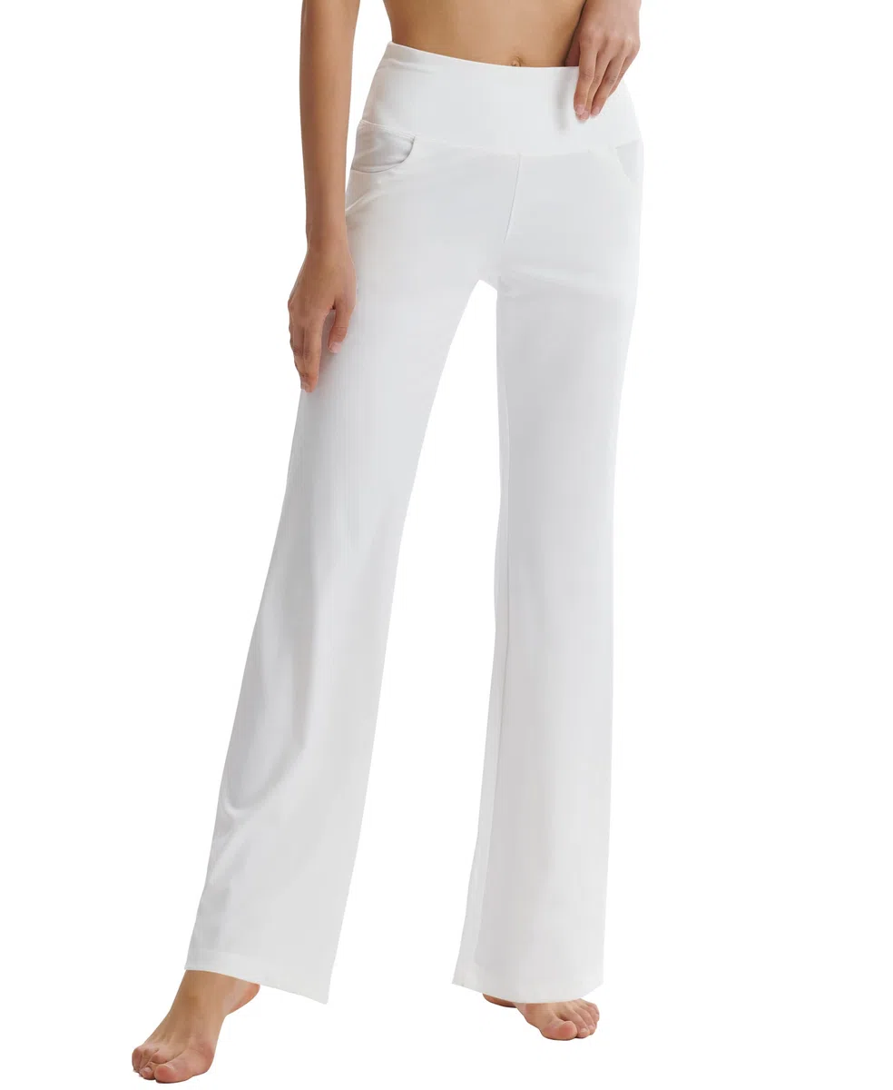 LaiEr Pantalon de Yoga Bootcut pour Femme avec Poches, Pantalon d'entraînement de Yoga Bootleg évasé Taille Haute avec Poches latérales
