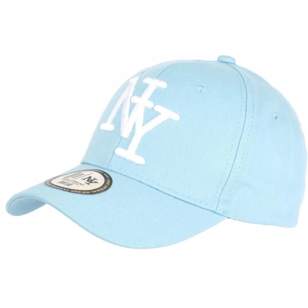 Hip Hop Honour Casquette Enfant NY Bleu Clair et Blanche Wazzy de 7 à 11 Ans - Taille Unique