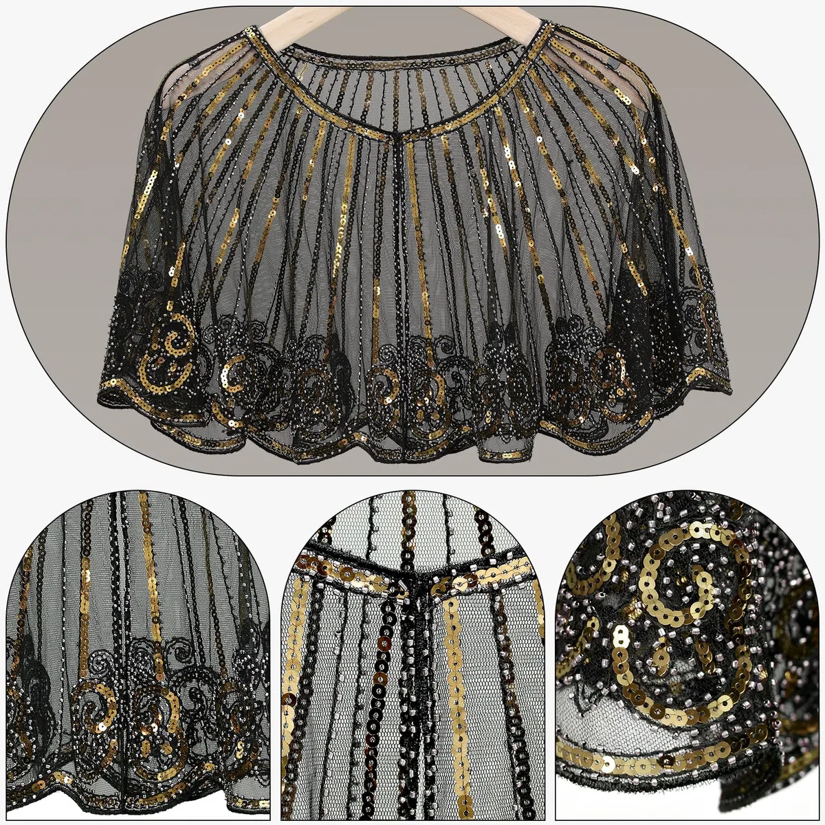 ELECLAND 10 Pièces Années 1920 Flapper Great Gatsby Accessoires Set Mode Roaring 20's Theme Set avec Bandeau Bandeau Long Gants Noirs Collier Boucles d'Oreilles pour Femme