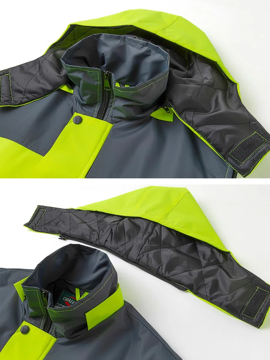 Homme Gilet de Travail à Bandes Réfléchissantes Rembourré Manteau de Travail Réfléchissant sans Manches Haute Visibilité Gilet d'Hiver Chaud avec Capuche