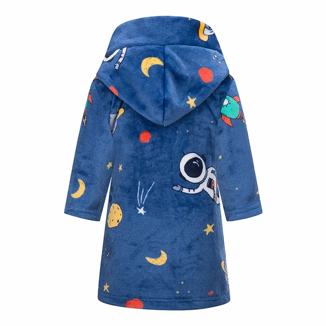 Peignoir unisexe en flanelle polaire douce pour enfants de 1 à 12 ans