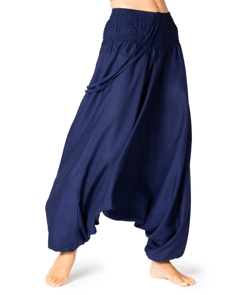 PANASIAM Sarouel Femme 2-en-1 Aussi comme Combinaison – Pantalon Aladin 100% Viscose, Doux & léger – Taille élastique, Coupe Ample – Unisexe, idéal pour Le Yoga, Les Loisirs & Le Voyage