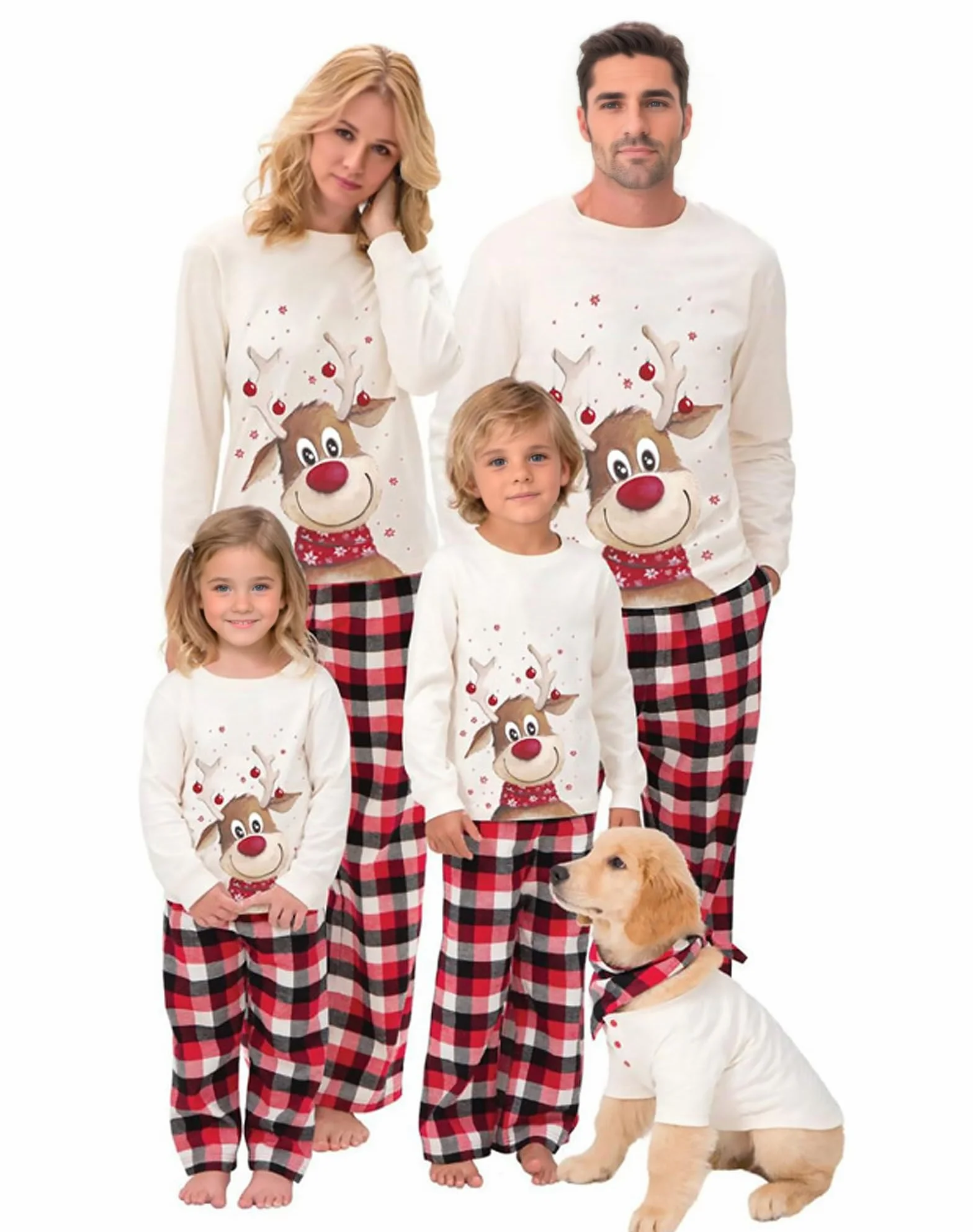 SAMGU SAMGSAMGUU Ensemble Pyjama Noël Famille Manche Longue Vêtement Père-Mère Garçon Fille du Nouveau-né Bébé-Nouvel an Pyjamas Automne Hiver Costume Set