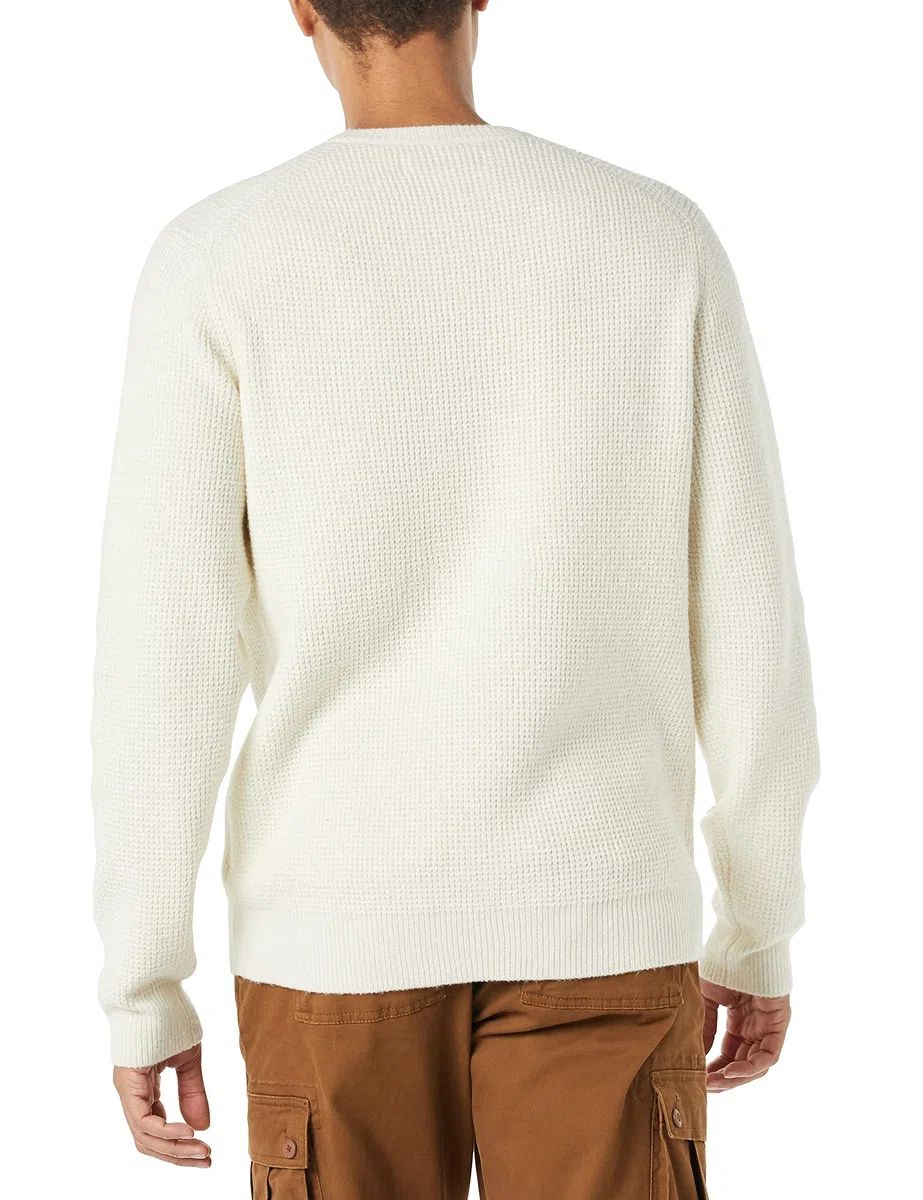 Amazon Essentials Homme Pull Ras-du-Cou, à Manches Longues, Point Gaufré, Doux Au Toucher