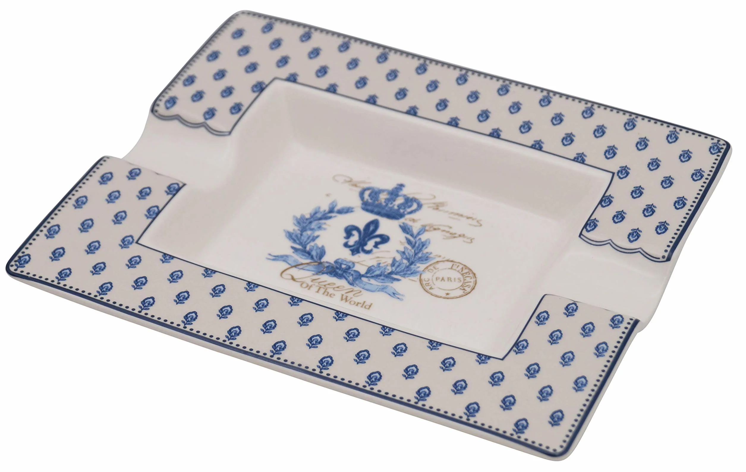 GERMANUS Cendrier à cigares en porcelaine véritable - Royal