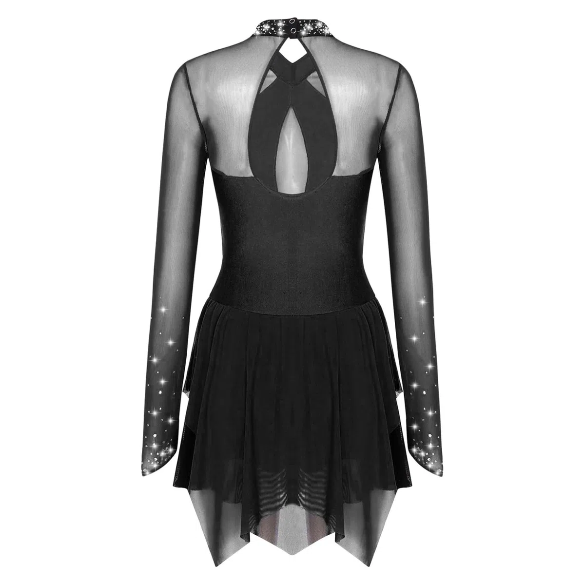 Oyolan Femme Justaucorps Patinage Artistique Gymnastique Danse Strass Brillant Robe Manches Longues Costume Danse