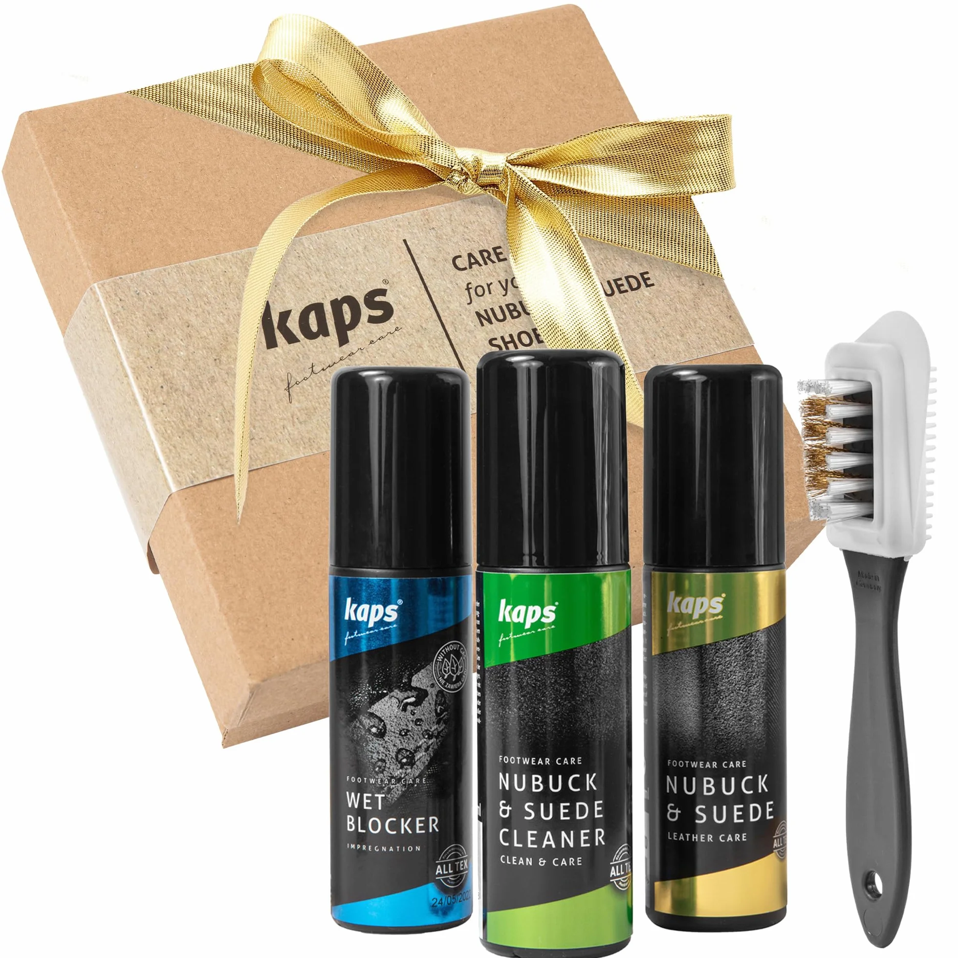 Kit Kaps Complet de Nettoyage et Entretien des Chaussures, Ensemble d'Entretien pour Bottes et Chaussures en Nubuck et en Daim, Kit de Nettoyage avec Boîte-Cadeau
