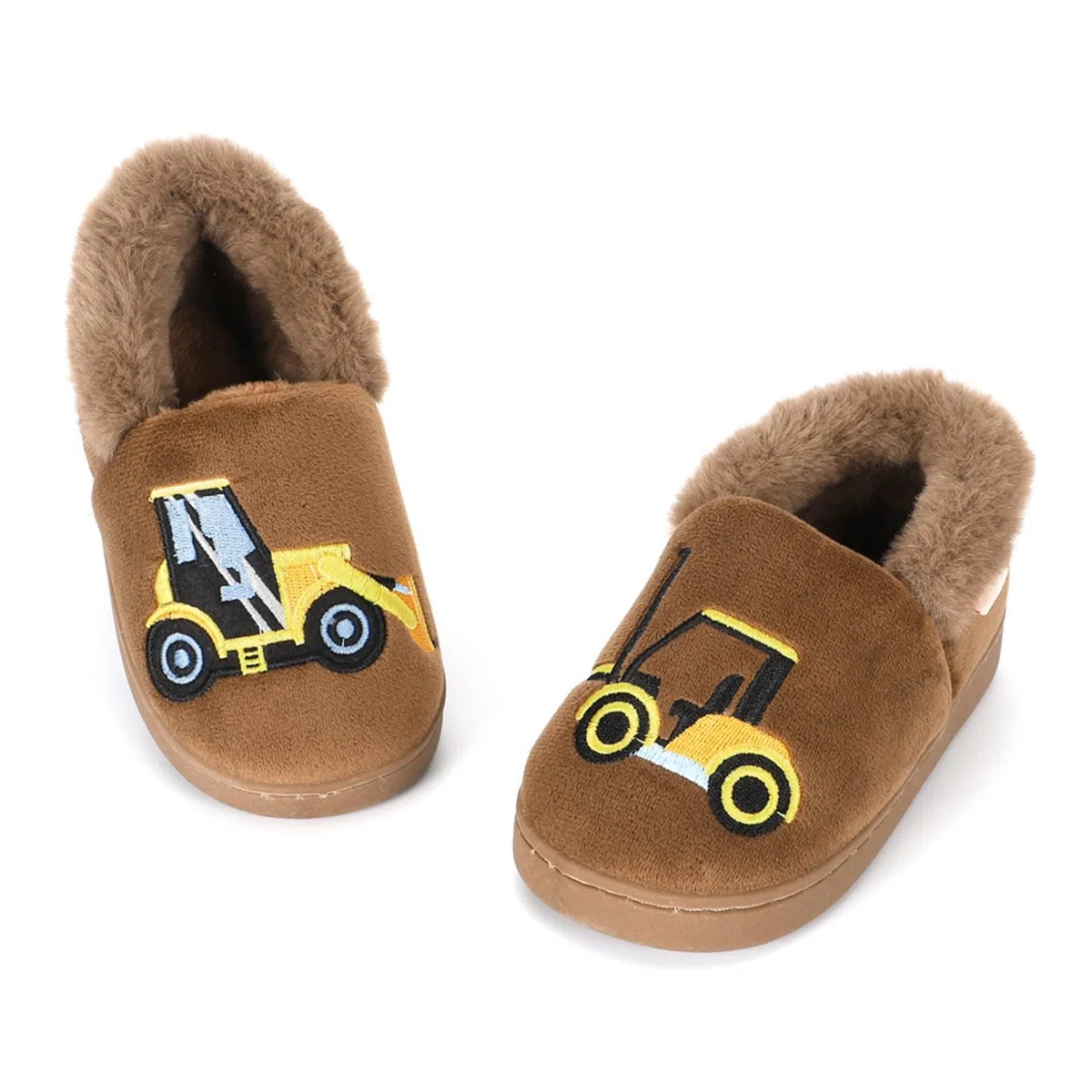 LACOFIA Chaussons antidérapantes d'hiver pour garçons Pantoufles de Maison Chaudes en Peluche Enfant