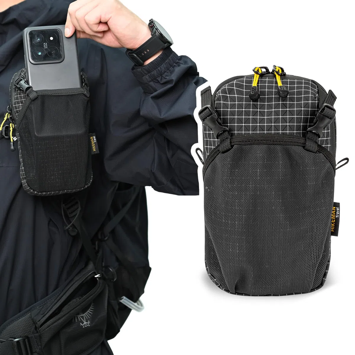 HIKEMAN Sac à dos imperméable avec bandoulière amovible, pour le sport, la randonnée, le camping (noir)