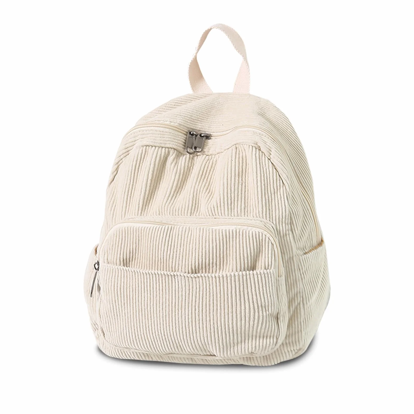 Petit sac à dos en velours côtelé pour femme - Sac à dos de ville - Sac à dos en Corduroy - Sac à dos d'école pour femme et fille - Pour l'école, les voyages, le travail - Petite taille
