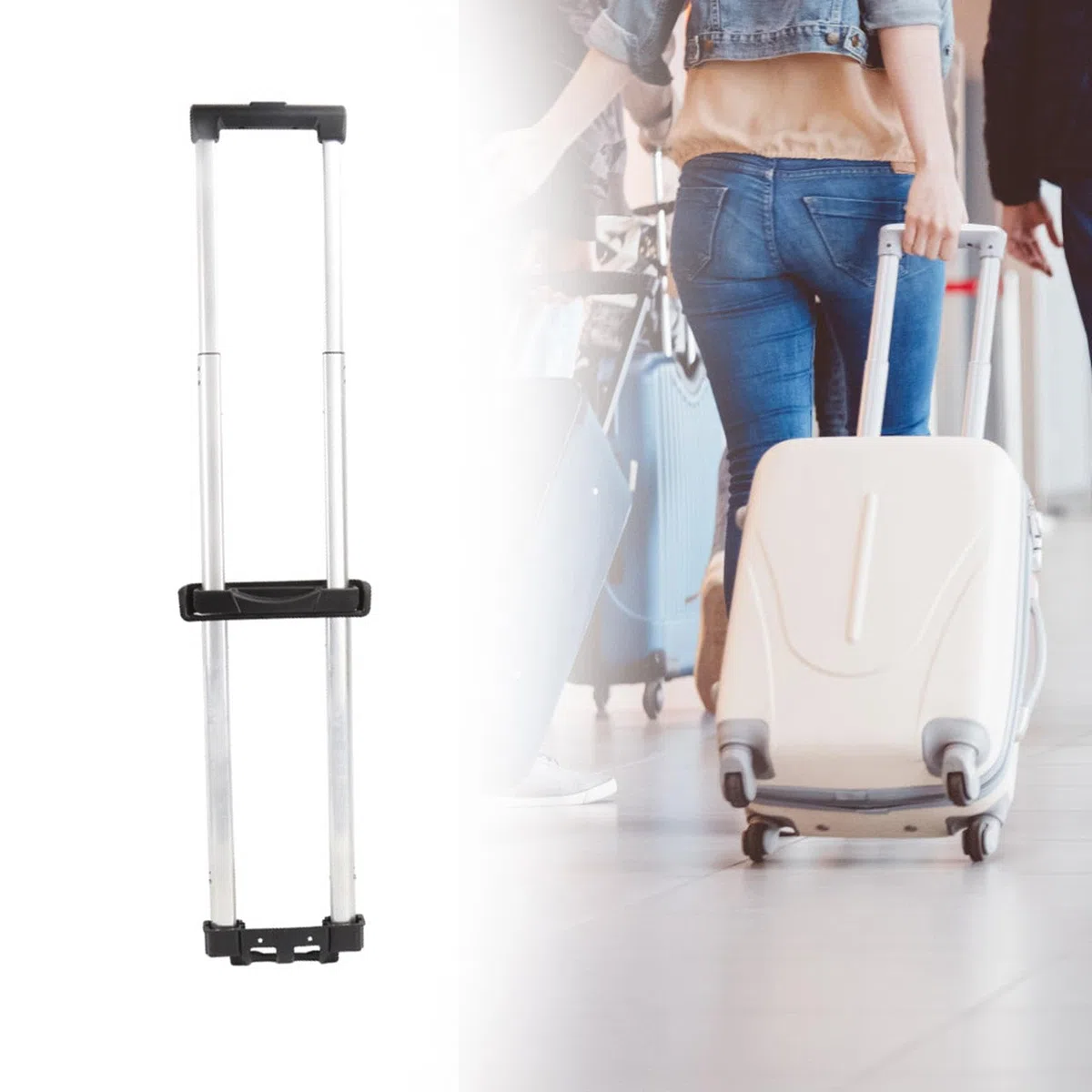 Valise de Voyage Bricolage poignée télescopique pièces de réparation Extensible 95 cm de Long Accessoire d'utilisation Quotidienne poignée Pliante en