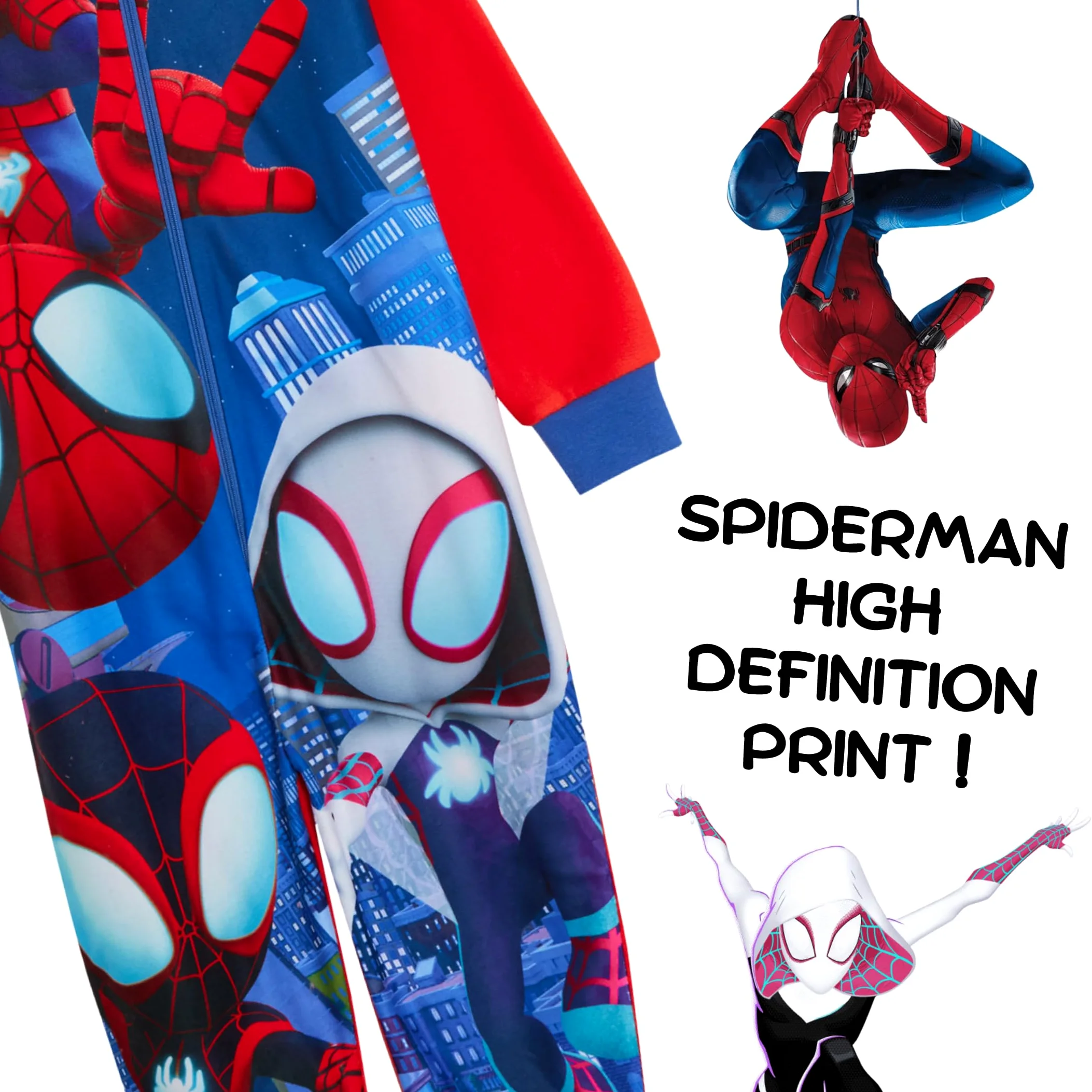 Marvel Spidey et Ses Formidables Amis grenouillère Polaire Pyjama Enfant avec Fermeture éclair Tenue détente