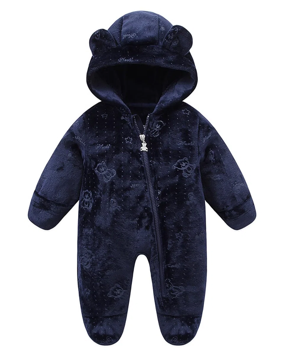 WYTbaby Combinaison de neige pour bébé en polaire avec capuche - Combinaison chaude pour l'hiver et l'automne - Pour garçons et filles de 0 à 12 mois