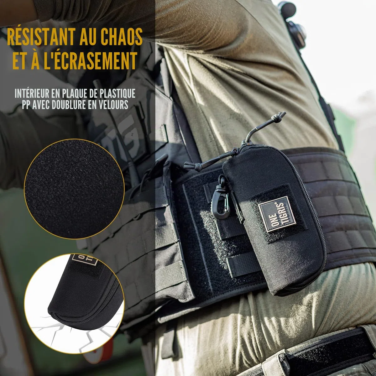 OneTigris Etui à Lunettes Rigide Tactique Zippé La Boîte De Protection pour Les Lunettes en 1000D Nylon avec Molle