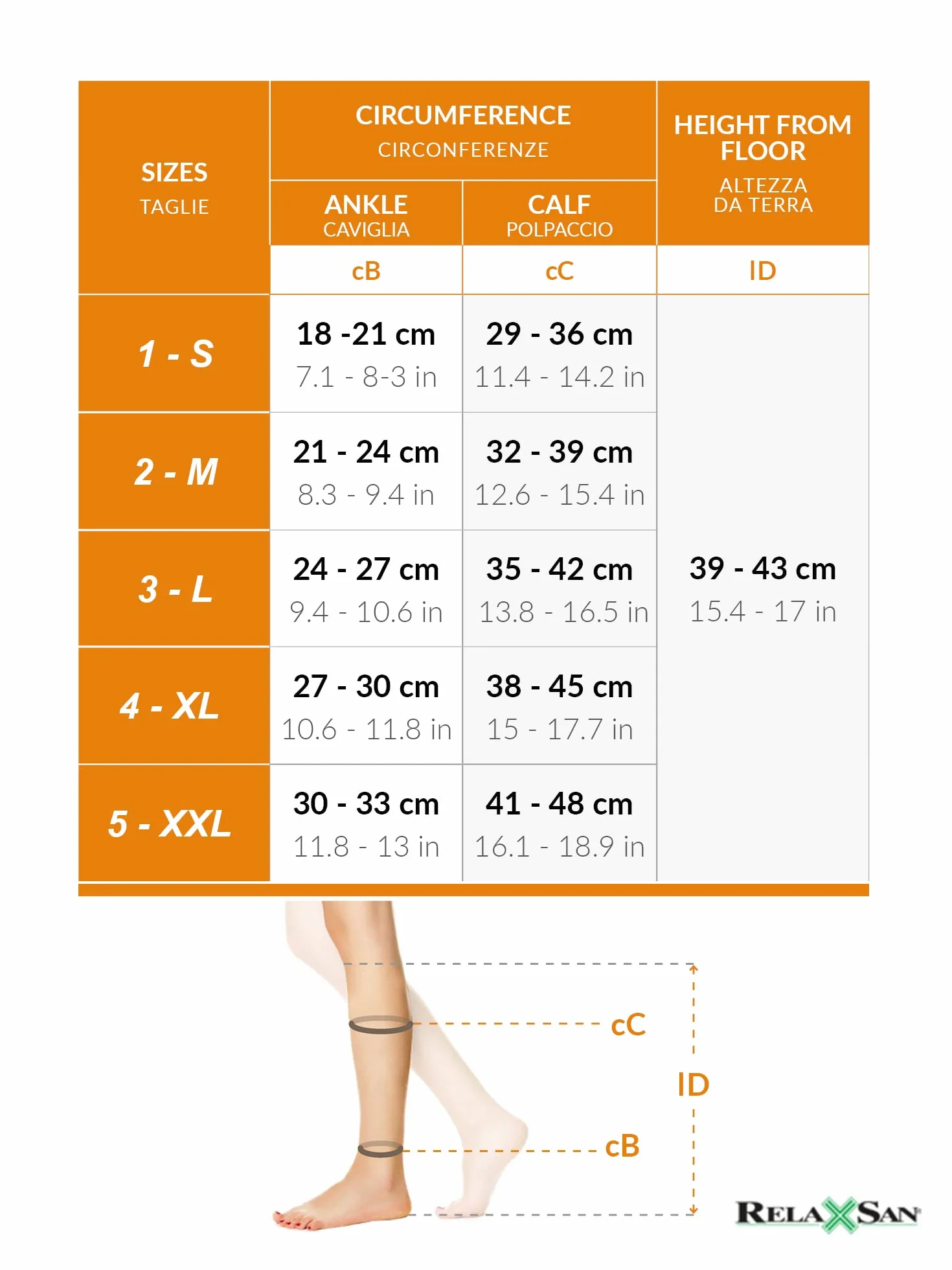 Relaxsan Antiembolism M1350A Mi-bas anti-thrombose - pied ouvert - 25-32 mmHg - Classe 2