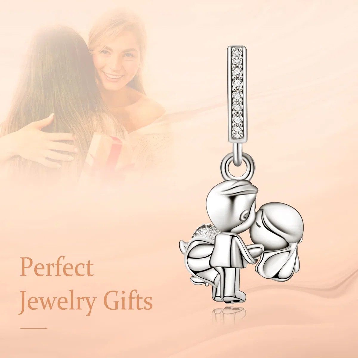 Annmors Charm Cœur Amour Famille pour Femme Argent Sterling 925 Breloque Bracelets Colliers Pendentifs