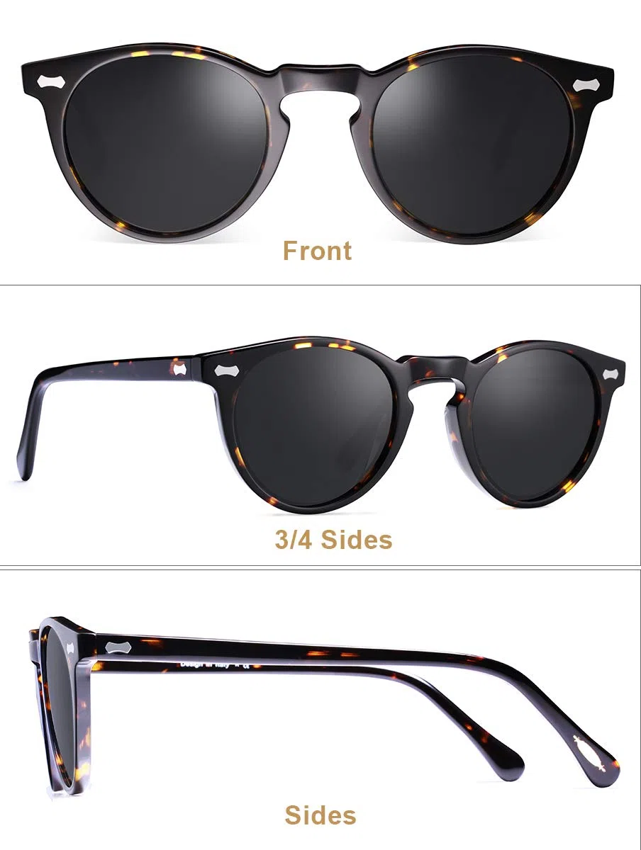 Carfia Rétro Lunette de Soleil Homme Polarisée UV400 Protection pour la Conduite en Voyage