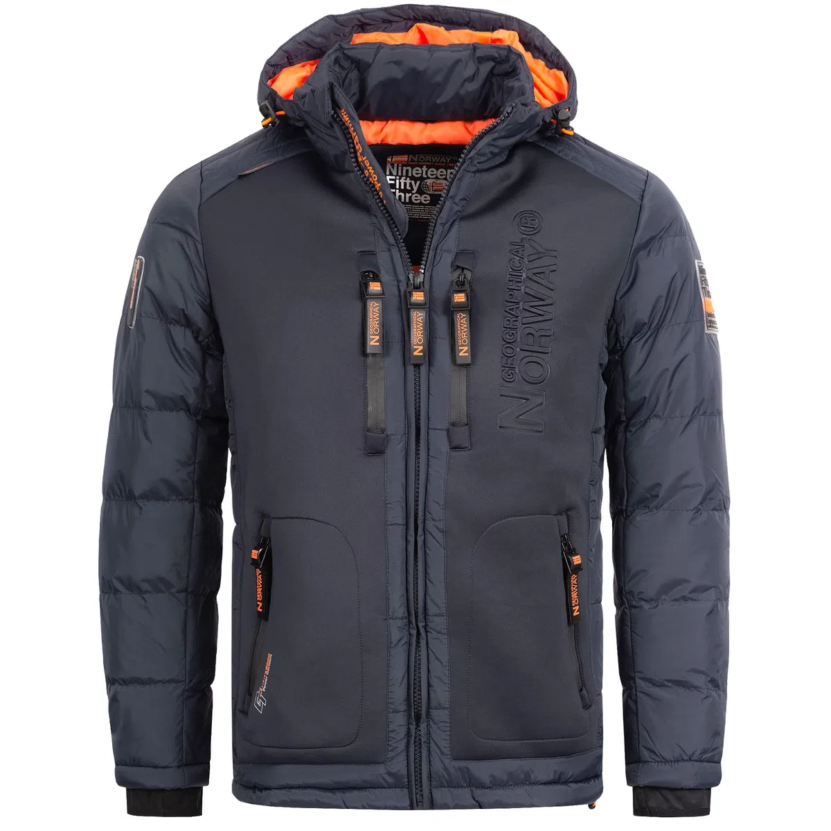 Geographical Norway Hommes Veste Matelassée Veste d'hiver à Capuche – Doublé Chaud Anorak - Extérieur Ski Snowboard Veste A Capuche pour l'hiver/Automne dans Bundle avec UD Bonnet