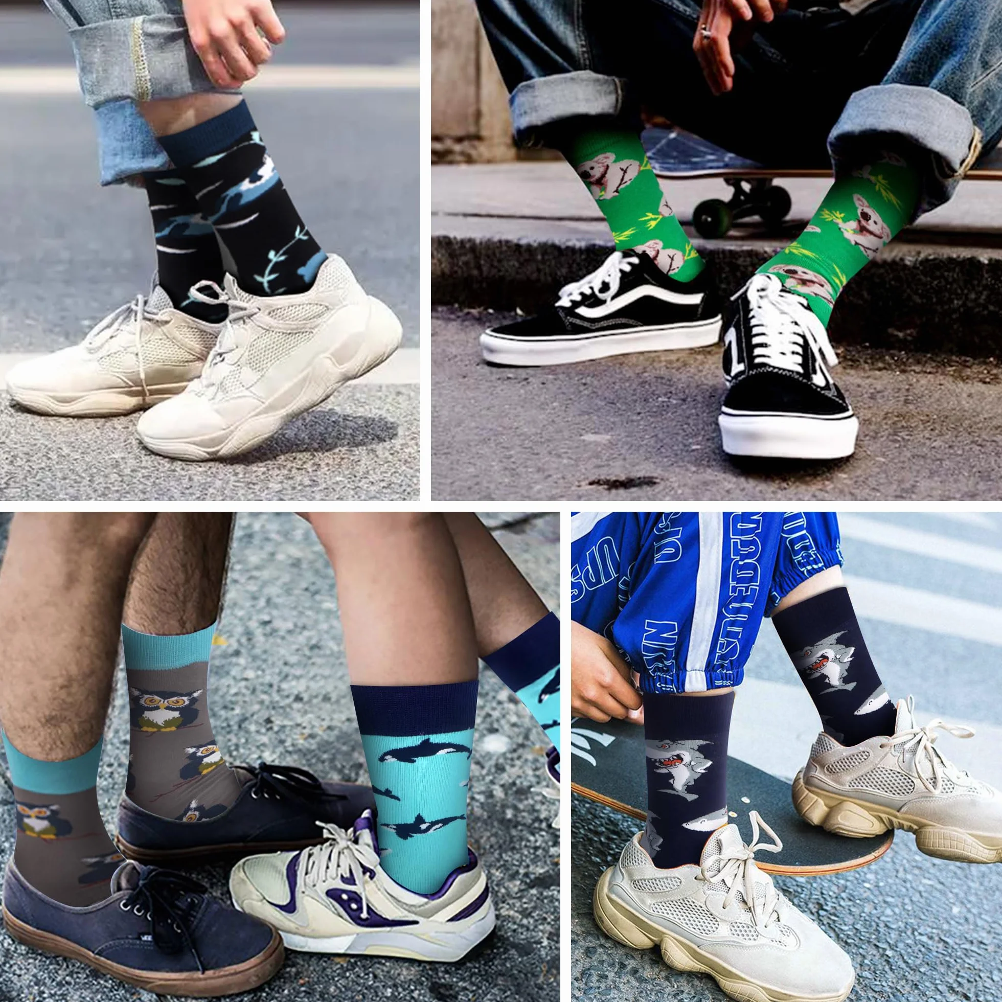 WeciBor 12 Paires Chaussettes Amusantes et Décontractées Pour Homme Colorées Chaussettes en Coton Motif