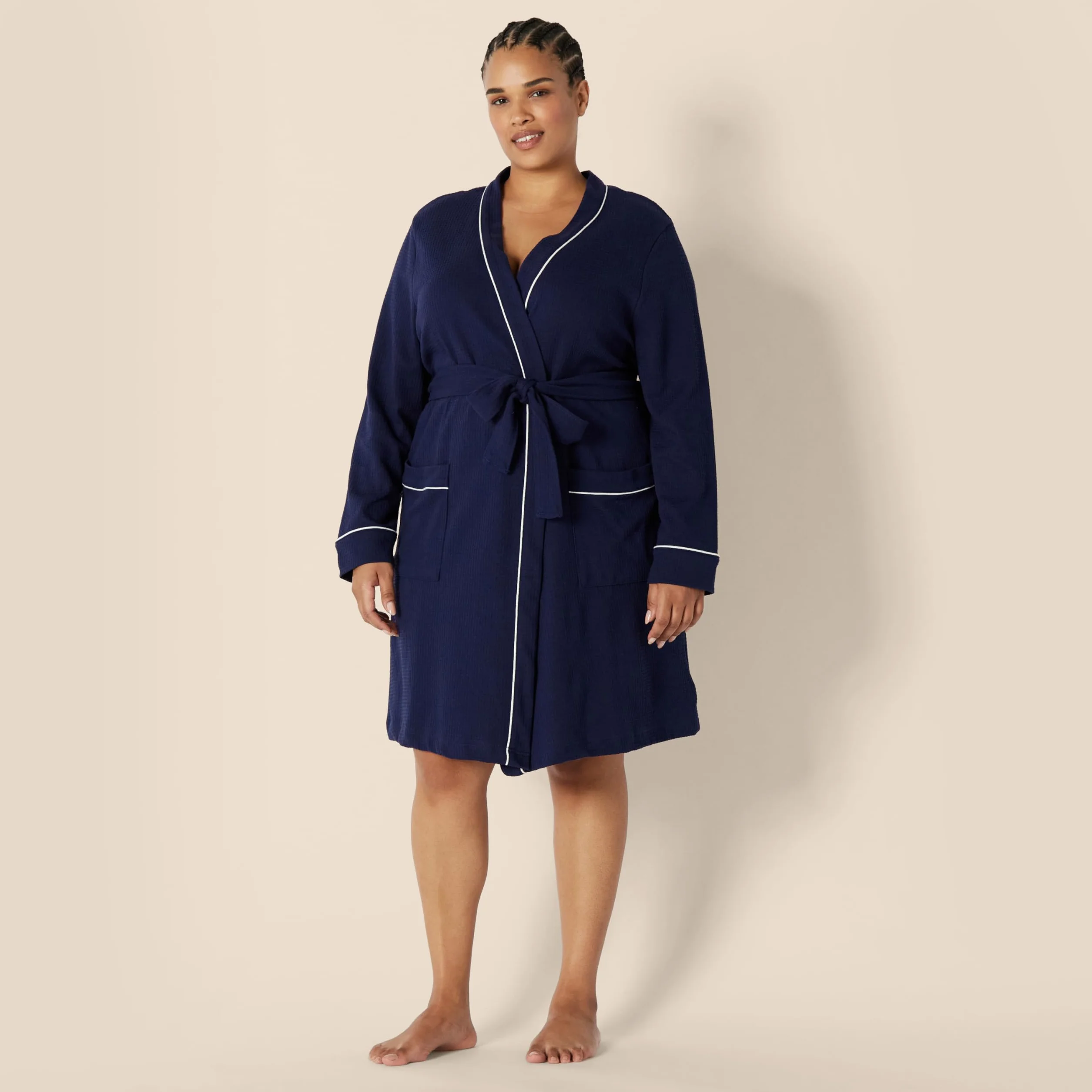 Amazon Essentials Robe de Chambre Mi-longue Gaufrée et Légère (Disponible en Grande Taille) Femme
