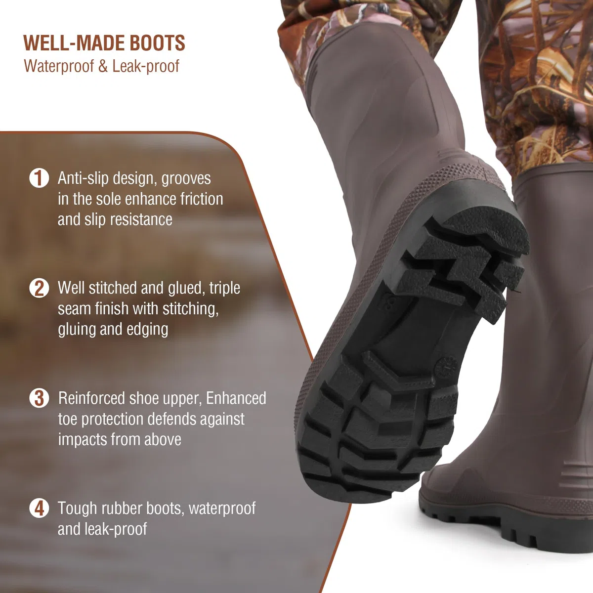Waders pour homme - Imperméables - En nylon/PVC - Avec bottes - Respirantes - Pour la pêche, la chasse, le lavage de voiture, les fermes, les jardins, les sports nautiques et les activités de