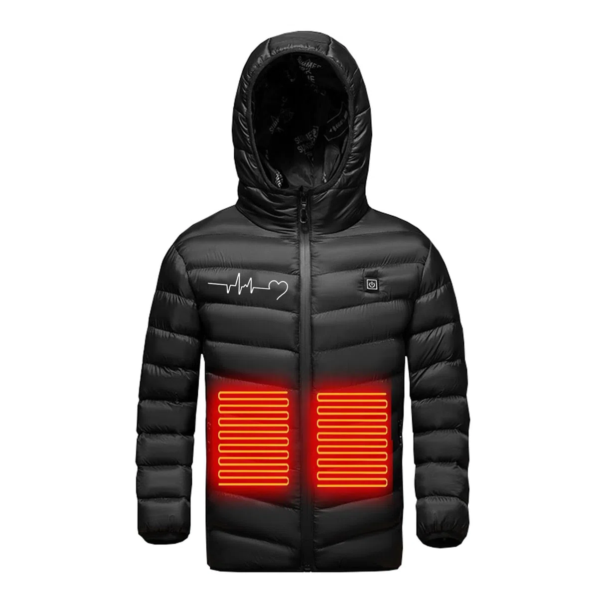Manteau Doudoune Chauffant Enfants Vêtements Chauffants Garçons Filles avec Zips et 3 Zones de Chauffage pour Camping Coupe-Vent Imperméable Doudoune Chaude Hiver Imprimé Enfants 4 ans à 15 ans
