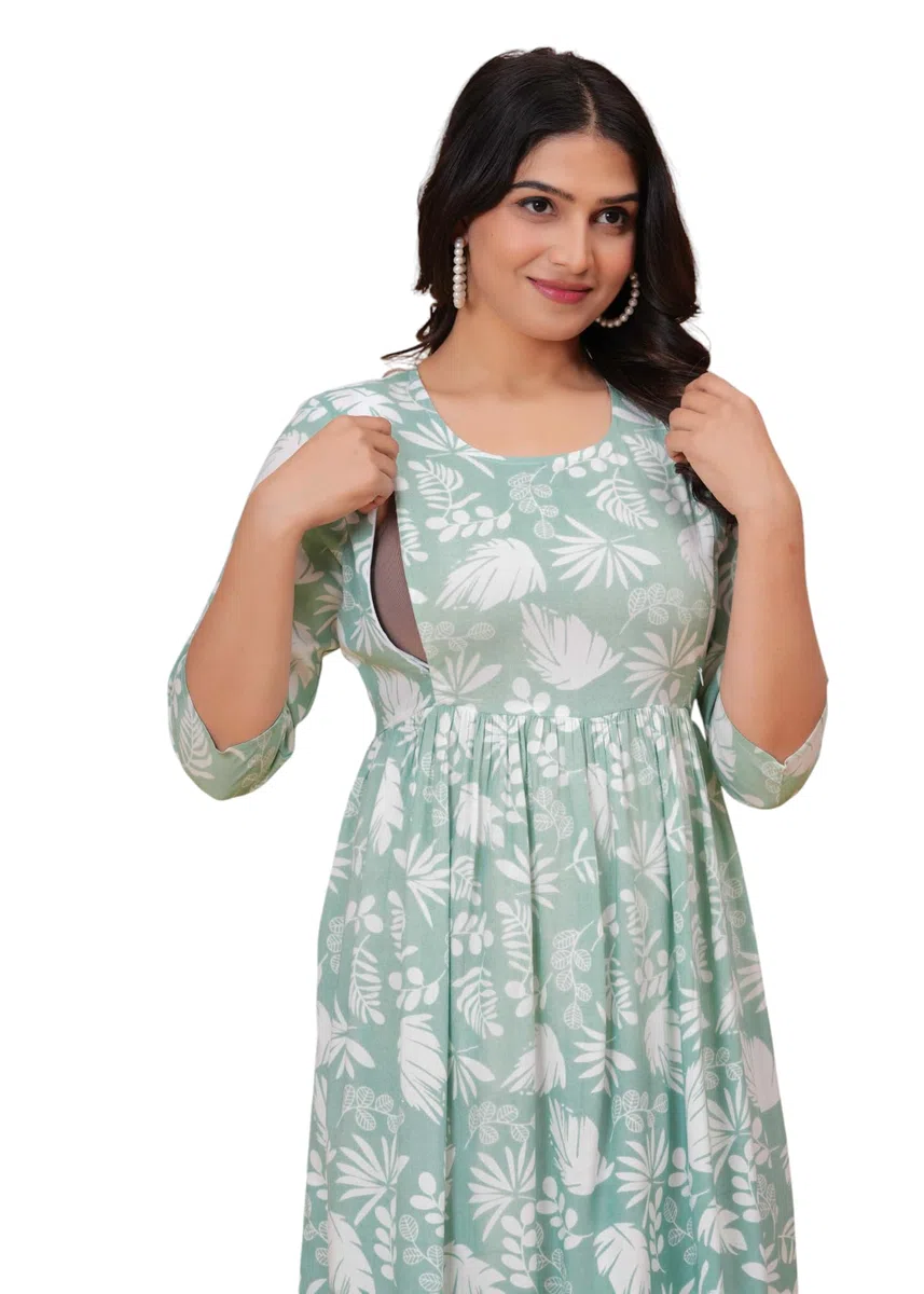 Jikonet Robe de maternité pour femme Kurti imprimée Robe d'allaitement confortable Kurta