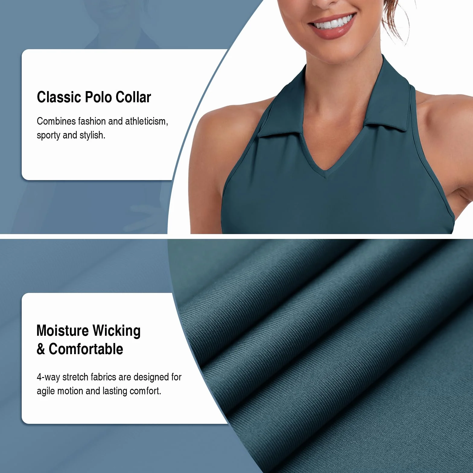 Soneven Robe de Tennis pour Femme avec Pantalon sans Manches avec Fermeture éclair 1/4 - Robe de Sport - Robe d'été - Robe de Golf pour Le Sport, Le Tennis, Le Baseball