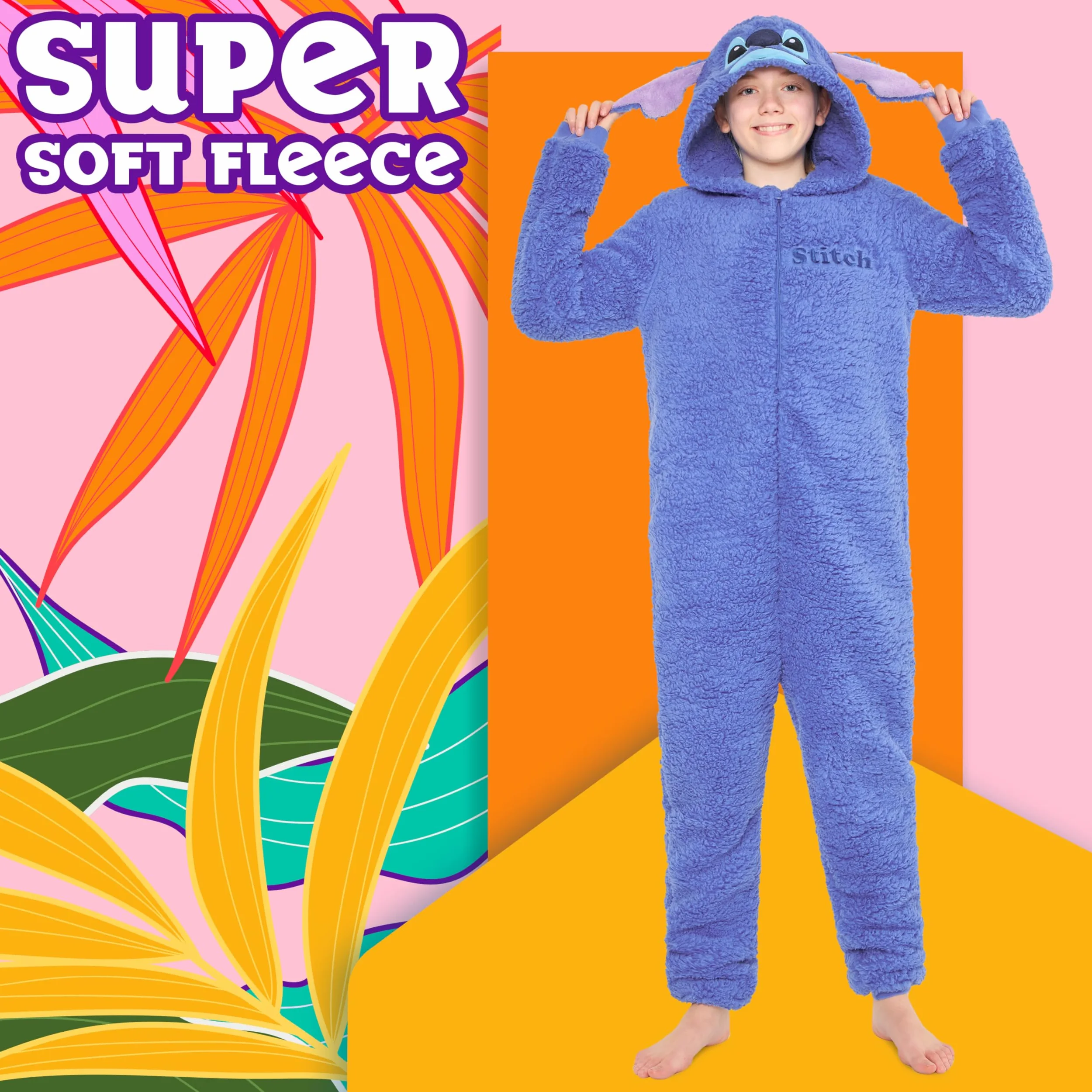 Disney Pyjama Combinaison Enfant, Grenouillère Fille en Polaire Surpyjama Combi Pyjama Stitch Enfant Ado 4-15 Ans