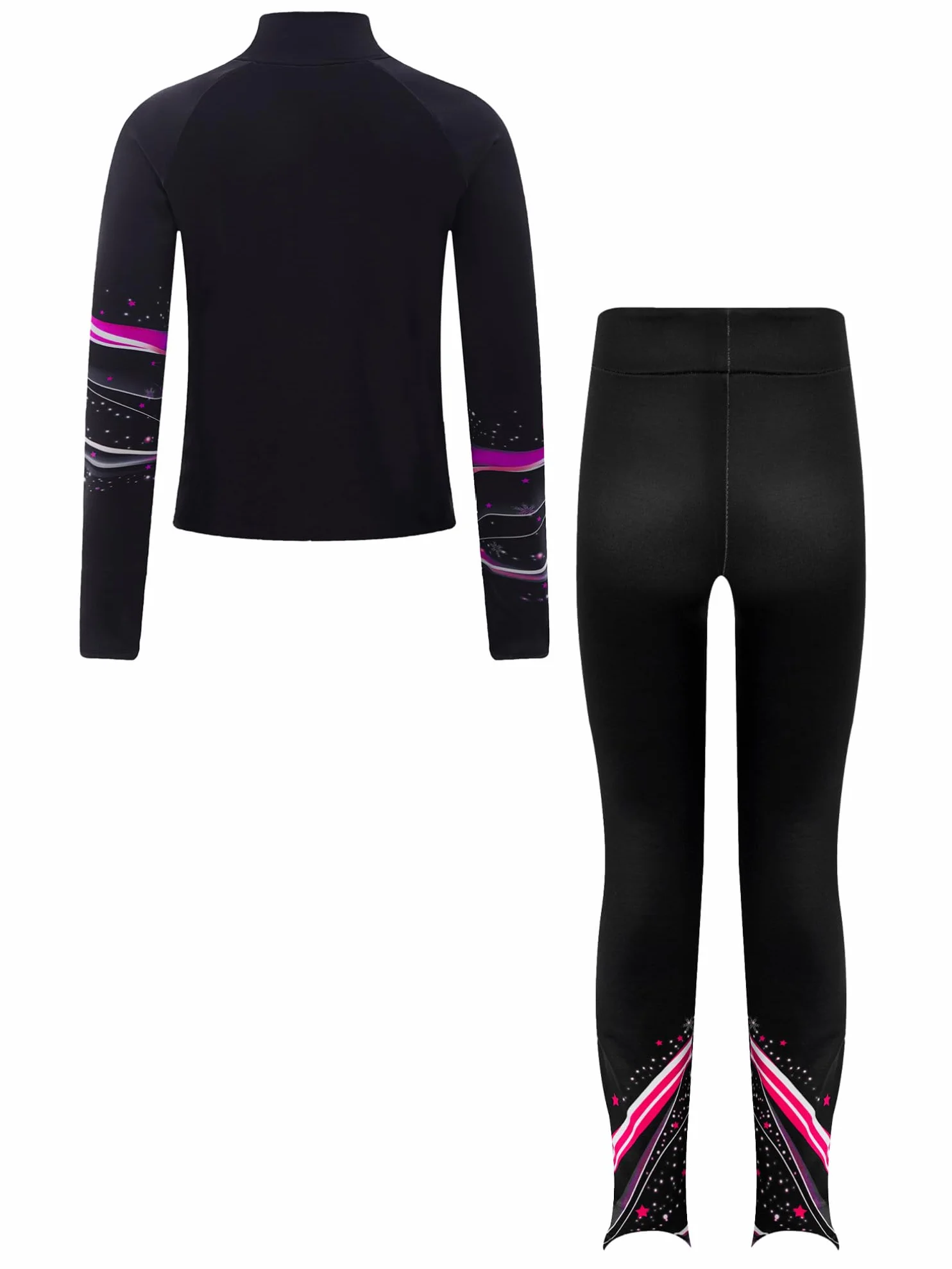 ranrann Ensemble Patinage Artistique Fille Veste Chaud Polaire avec Pantalon Collant Legging Tenue Patinage sur Glace Sport A Rose vif 5-6 ans