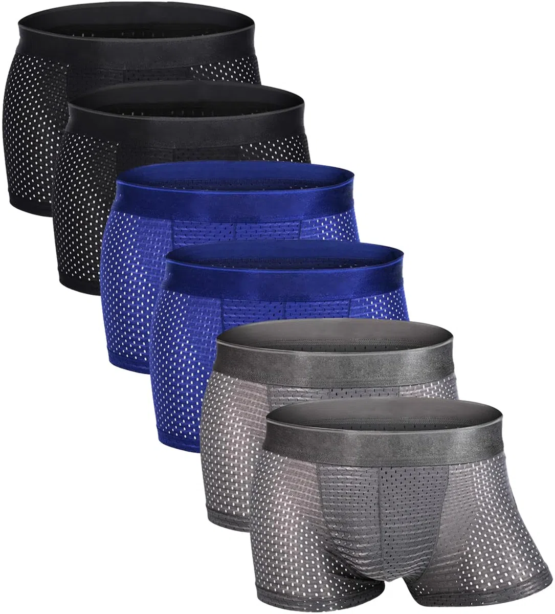 Boxer Homme Respirant, Mesh Shorties Soie Glacée, Transparence Sexy — sous-vêtement Ultra Cool et Confortable Caleçons