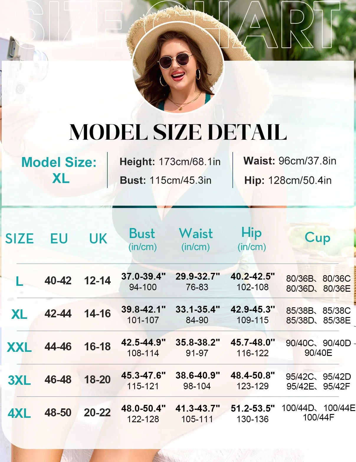 Nadeer Grande Taille Taille Haute Gainant Ventre Plat Maillot De Bain Femme 2 Pieces ContrÔLe du Ventre Push Up Rembourré Bikini Col en V Swimsuit